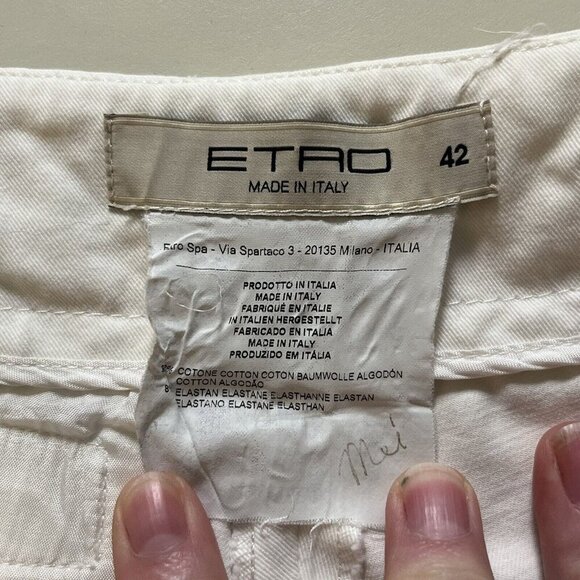 ETRO Ecru White Cotton Blend Pants‎ Size 42/ US Size 8 - Picture 13 of 16